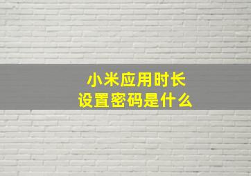 小米应用时长设置密码是什么