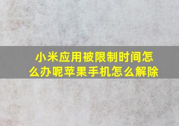 小米应用被限制时间怎么办呢苹果手机怎么解除