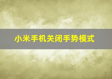 小米手机关闭手势模式