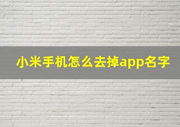 小米手机怎么去掉app名字