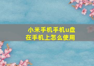 小米手机手机u盘在手机上怎么使用