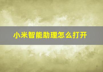 小米智能助理怎么打开