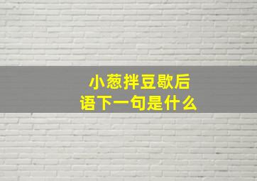 小葱拌豆歇后语下一句是什么