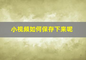 小视频如何保存下来呢