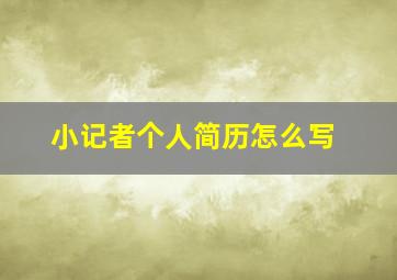 小记者个人简历怎么写