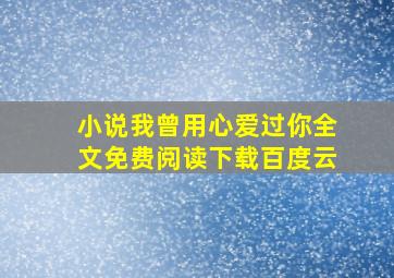 小说我曾用心爱过你全文免费阅读下载百度云