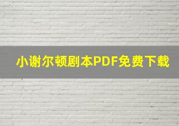 小谢尔顿剧本PDF免费下载