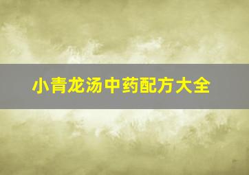 小青龙汤中药配方大全