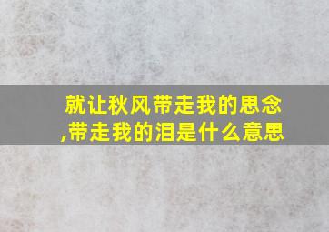 就让秋风带走我的思念,带走我的泪是什么意思