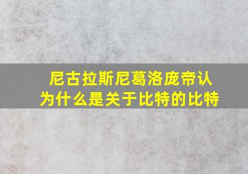 尼古拉斯尼葛洛庞帝认为什么是关于比特的比特