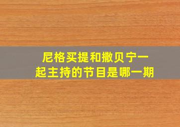 尼格买提和撒贝宁一起主持的节目是哪一期