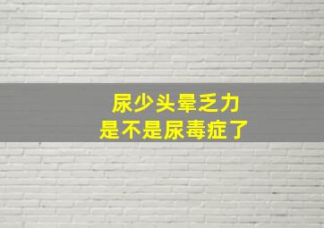 尿少头晕乏力是不是尿毒症了