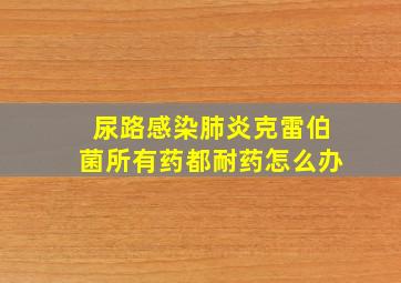 尿路感染肺炎克雷伯菌所有药都耐药怎么办