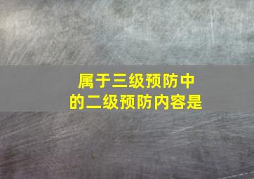 属于三级预防中的二级预防内容是