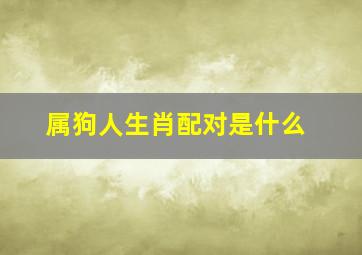 属狗人生肖配对是什么