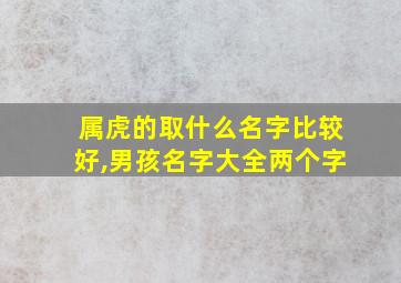 属虎的取什么名字比较好,男孩名字大全两个字