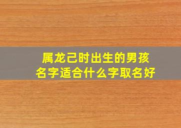 属龙己时出生的男孩名字适合什么字取名好