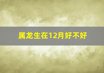 属龙生在12月好不好