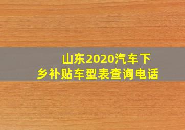 山东2020汽车下乡补贴车型表查询电话