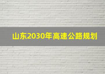 山东2030年高速公路规划