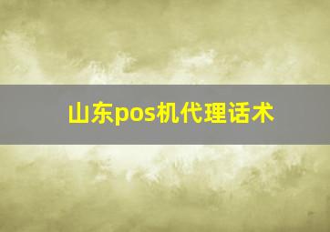 山东pos机代理话术