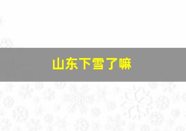 山东下雪了嘛