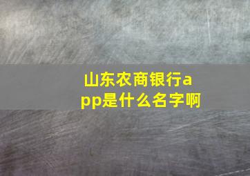 山东农商银行app是什么名字啊