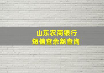 山东农商银行短信查余额查询