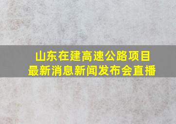 山东在建高速公路项目最新消息新闻发布会直播