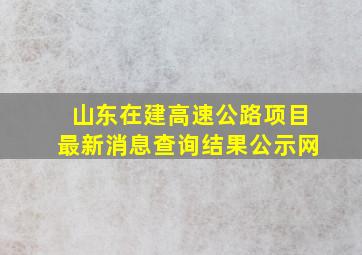 山东在建高速公路项目最新消息查询结果公示网