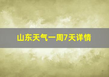 山东天气一周7天详情