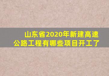 山东省2020年新建高速公路工程有哪些项目开工了