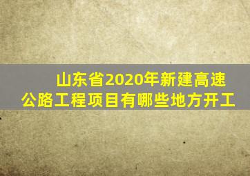 山东省2020年新建高速公路工程项目有哪些地方开工