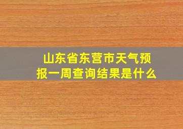 山东省东营市天气预报一周查询结果是什么