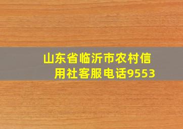 山东省临沂市农村信用社客服电话9553