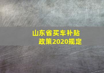 山东省买车补贴政策2020规定