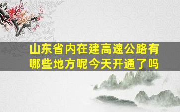 山东省内在建高速公路有哪些地方呢今天开通了吗