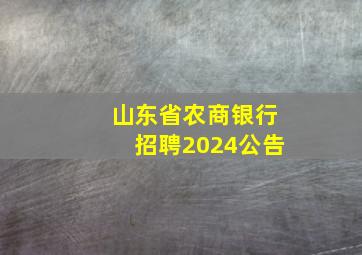 山东省农商银行招聘2024公告