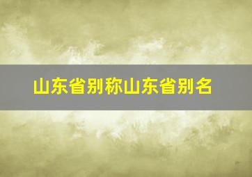 山东省别称山东省别名