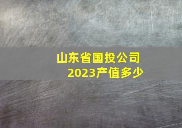 山东省国投公司2023产值多少