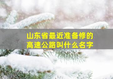 山东省最近准备修的高速公路叫什么名字