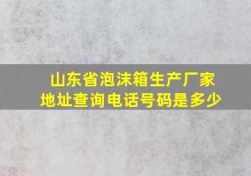 山东省泡沫箱生产厂家地址查询电话号码是多少