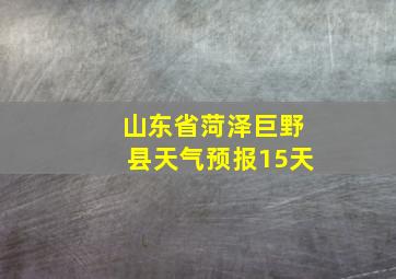 山东省菏泽巨野县天气预报15天