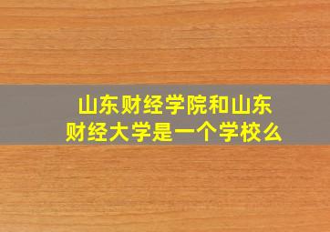 山东财经学院和山东财经大学是一个学校么