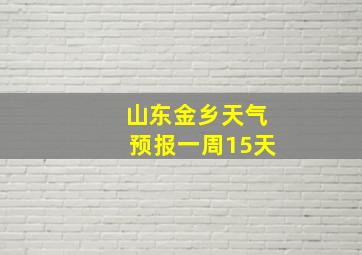 山东金乡天气预报一周15天