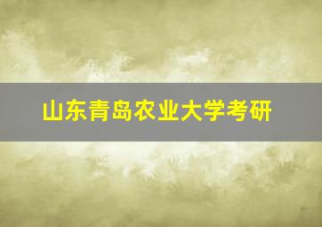 山东青岛农业大学考研