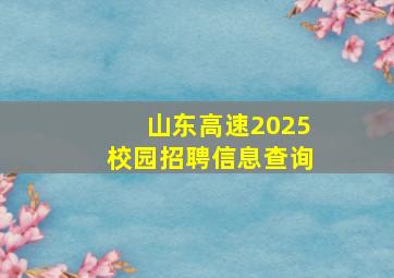 山东高速2025校园招聘信息查询