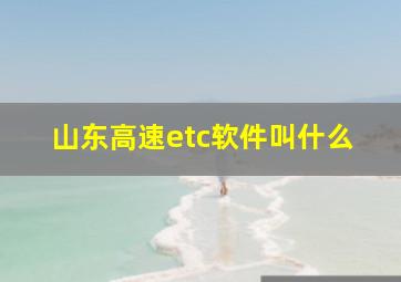 山东高速etc软件叫什么