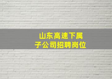 山东高速下属子公司招聘岗位