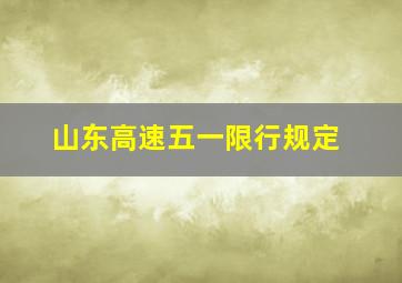 山东高速五一限行规定